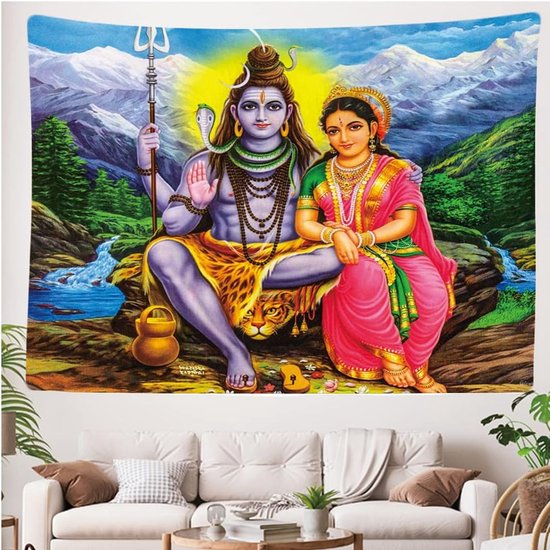 Ulticool - Krishna Radha India Spiritualité Hinduism - Tapisserie - 200x150 cm - Groot tapisserie - Affiche