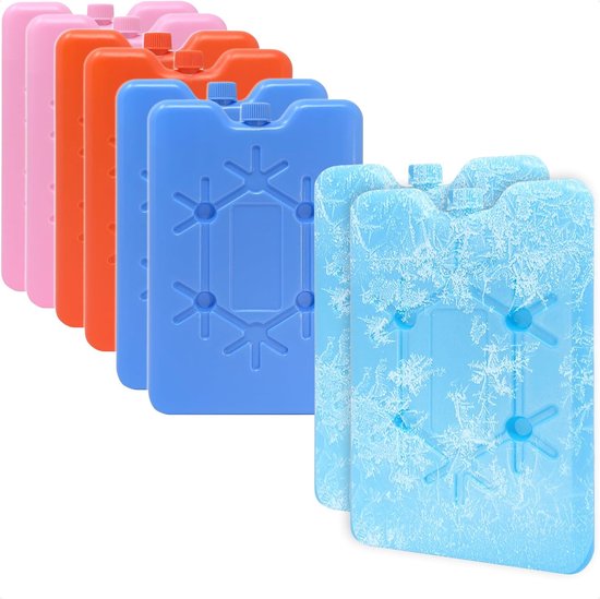 ToCi Koelaccu's, set van 8 koelaccu's van elk 200 ml, 8 blauwe koelelementen voor de koeltas of koelbox, koelpads, koelpacks voor de koeldraagtas, dunne koelelementen