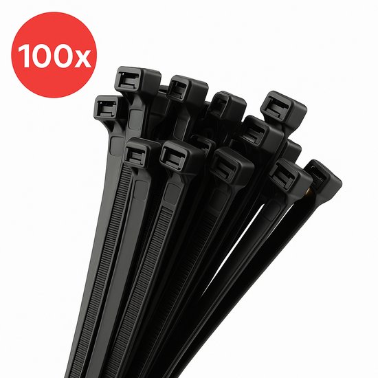 1000 Kabelbinder Schwarz – 370mm X 4,8mm, Nylon, Heavy Duty, Zugfestigkeit 23 Kg, Marke HaWK