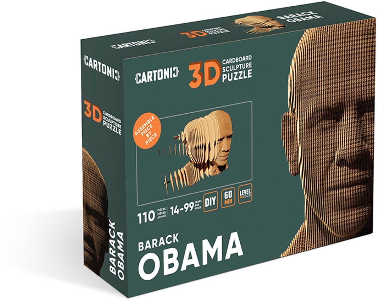 CARTONIC- Barack Obama- US- Verenigde staten- puzzel- 3D- 3d puzzel- kinderen en volwassenen-DIY - decoratie- karton- ecologisch- beeldje