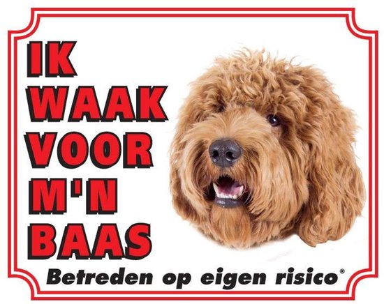 Labradoodle Waakbord - Ik waak voor mijn baas blond