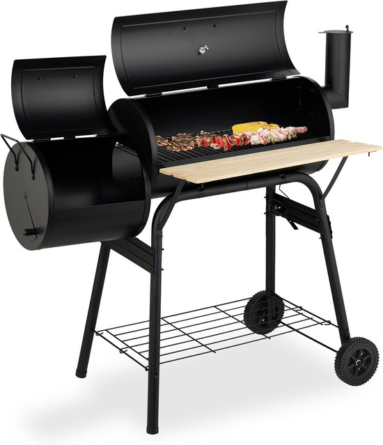 smoker barbecue - met 2 bbq en 3 kolenroosters - op wielen - thermometer