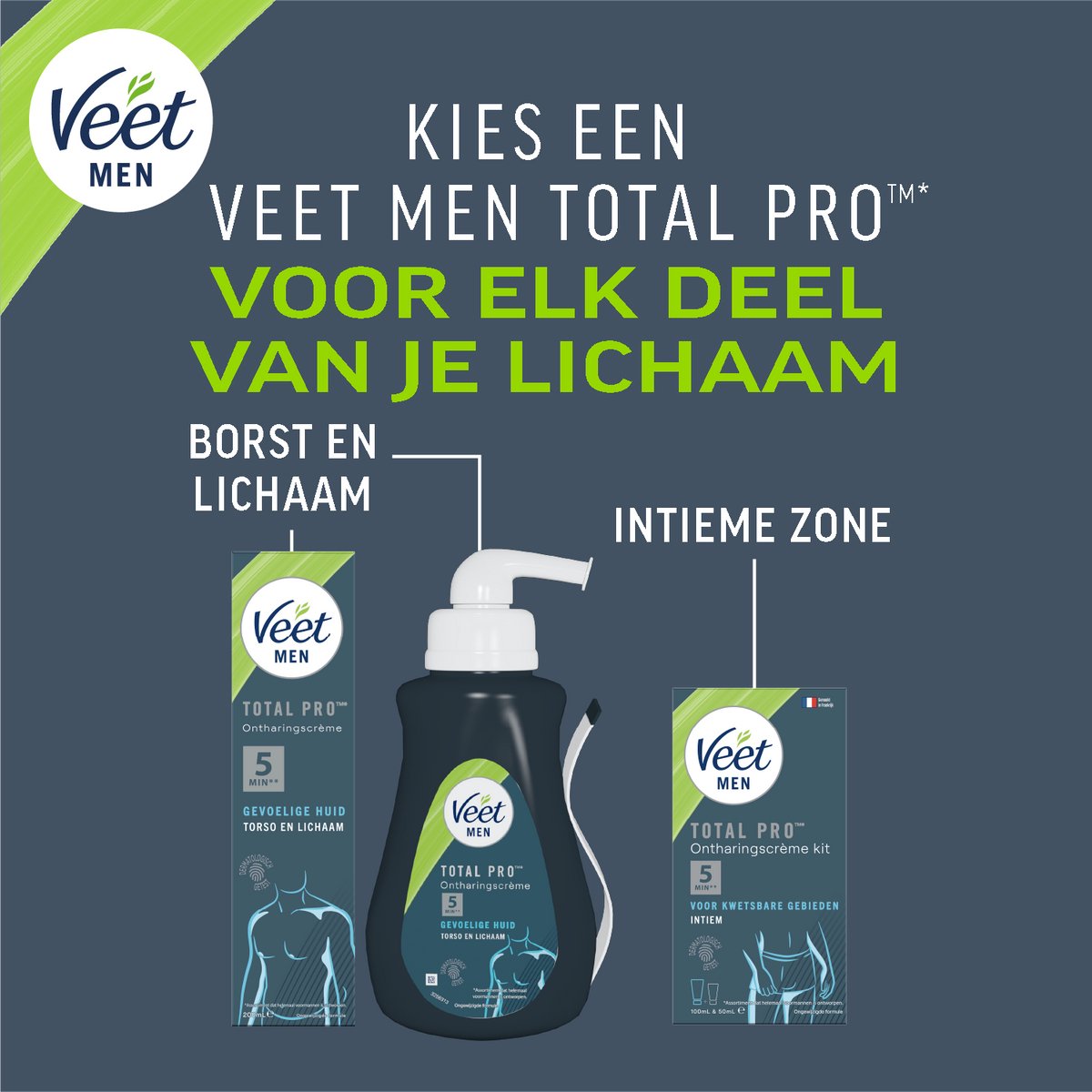 Veet Men - Total Pro - Ontharingscreme - Gevoelige Huid - Torso en Lichaam - 400ml — cadeau in Cadeau-ideeën - foto 4