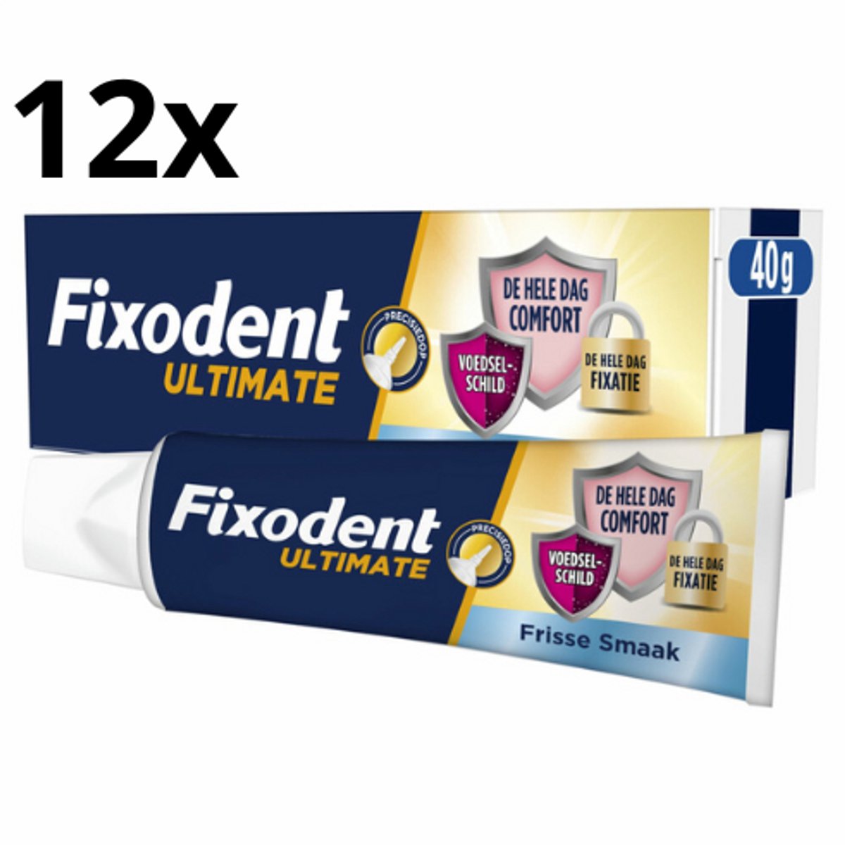 Fixodent Kleefpasta Ultimate Fresh - 12 x 40 gram - Voordeelverpakking (vervanger van Fixodent Professional)
