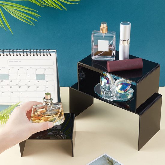 Unyqoos ® Set Elegant et fonctionnel en Acryl noir pour présentations décoratives - 3 tailles
