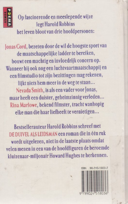 Achterflap van "De Duivel als Leidsman". Bevat samenvatting en informatie over de auteur.