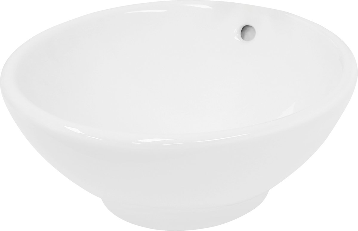 Ronde wastafel Ø 420 x 170 mm Wit incl. keramische overloop LuxeBath