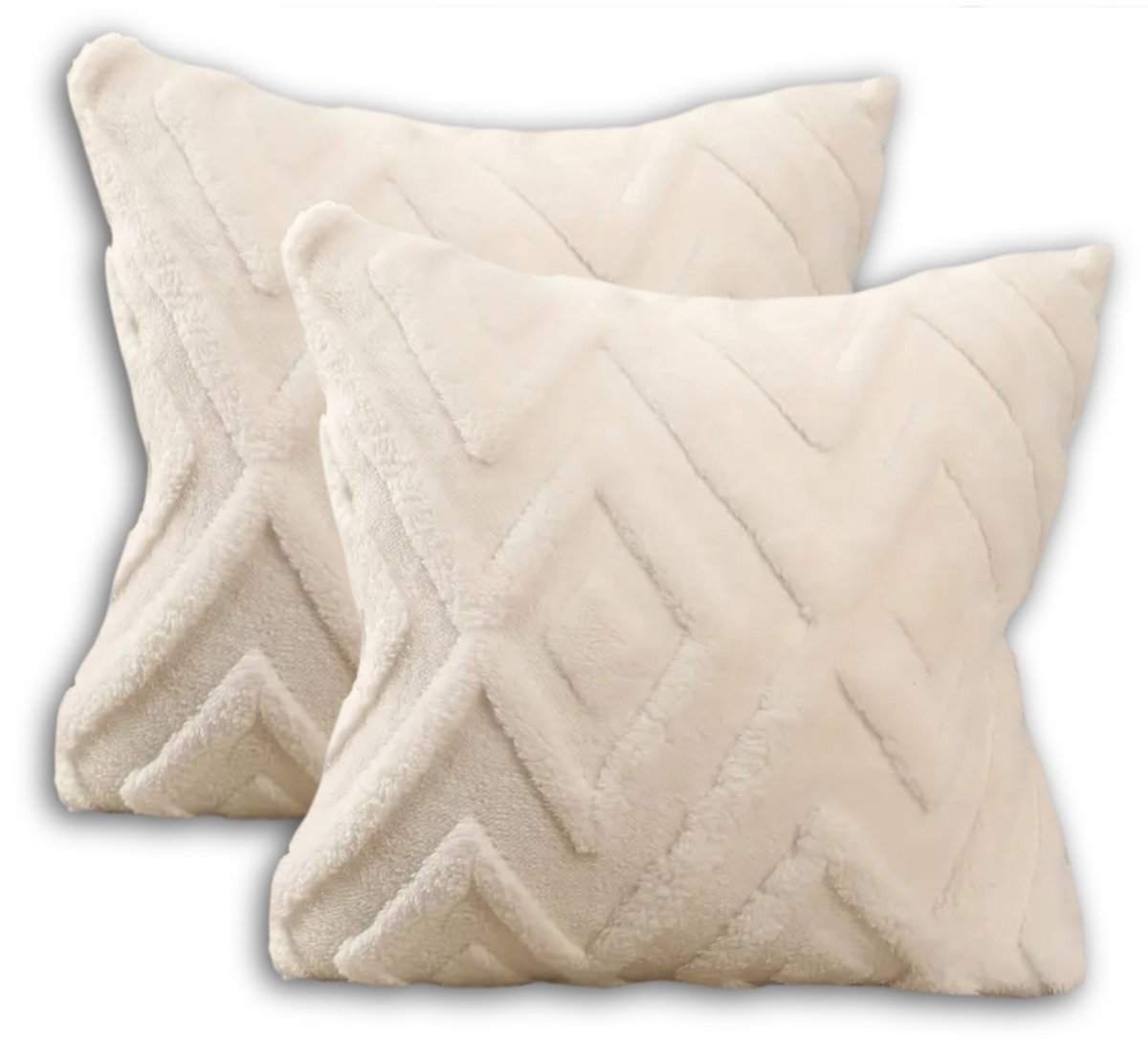 Sierkussen set van 2 50x50 cm Wit | Inclusief binnenkussens | Zachte, Luxe & Vierkante Sierkussens voor Bank & Woonkamer