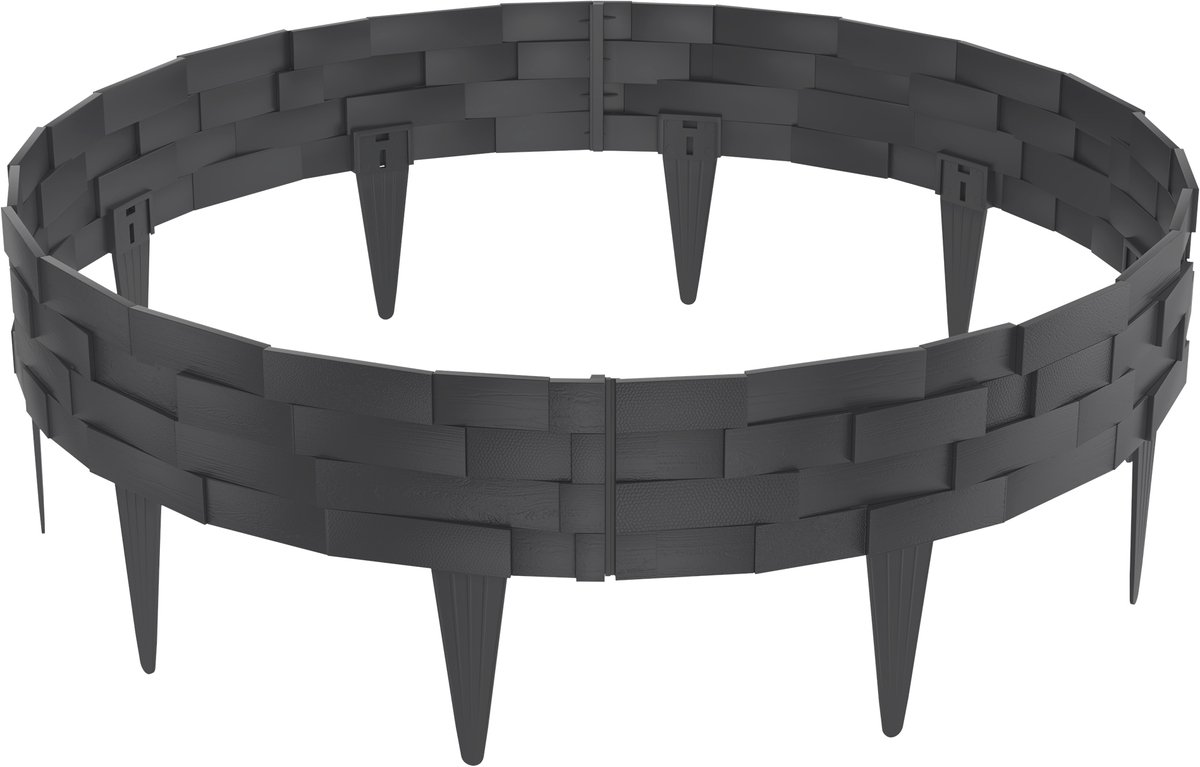 Aufun 5M Gazonrand Borderrand Stenen Baksteen Simulatie Stijl Bedrand Kunststof Met 5 Elementen Van Elk 100 Cm, Stenen Baksteen Look Design Tuinbedrand Buigbaar Maairand Flexibel, Antraciet