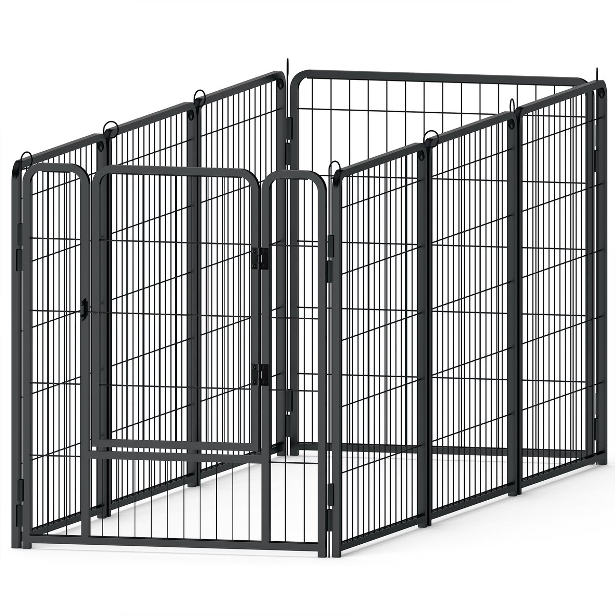 NAIZY 8-delige hondenhok set met deuren en grondankers, vrijloop, hondenhek, puppyuitloop, opvouwbaar, weerbestendig, puppyhek, draagbare puppyren voor tuin, camping (65x80cm)
