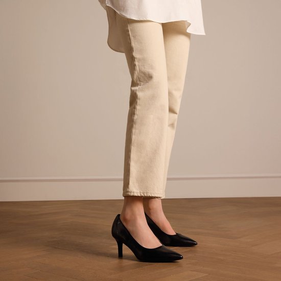 No Stress - Dames - Zwarte leren klassieke pumps - Maat 40