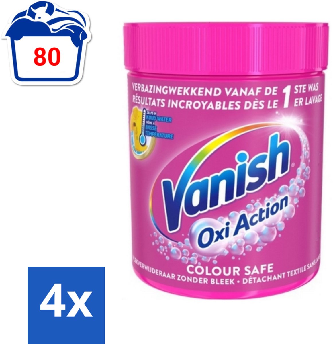 Vanish Oxi Action - Veilige Kleur - Vlekkenverwijderaar Poeder - Zonder Bleek - Gekleurde Was - 550 Gram - Voordeelverpakking - 4 stuks
