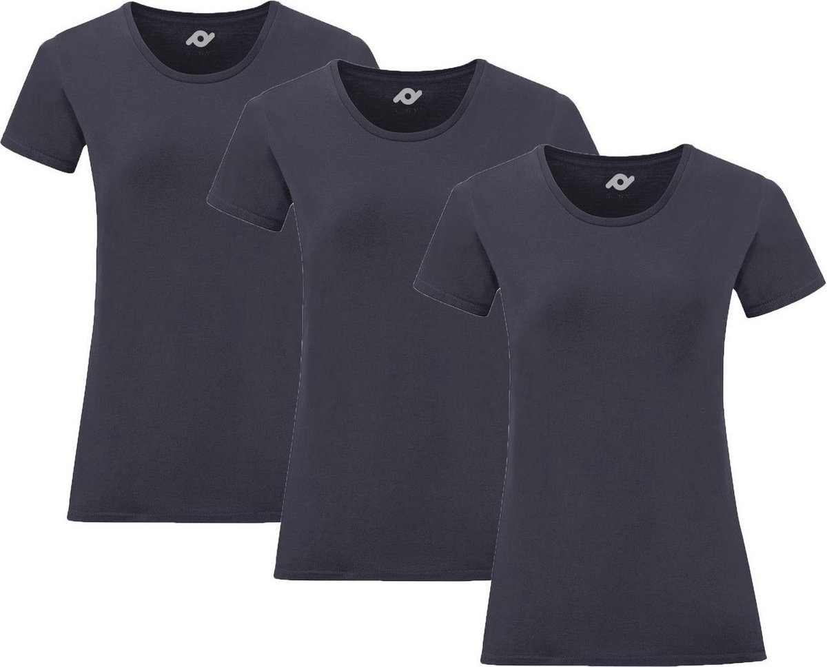 Senvi Dames t-shirt ronde hals 3-pack - Blauw - Maat XXL | bol.com