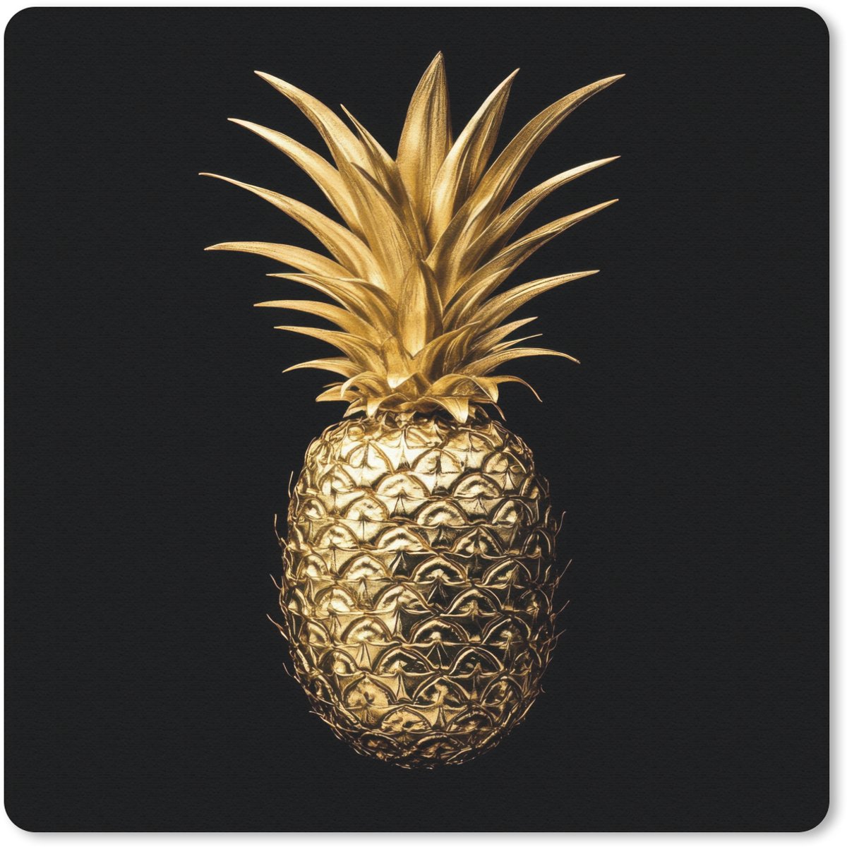 Muismat 30x30 cm - Mousepad Ananas - Zwart - Goud - Luxe - Muismatten