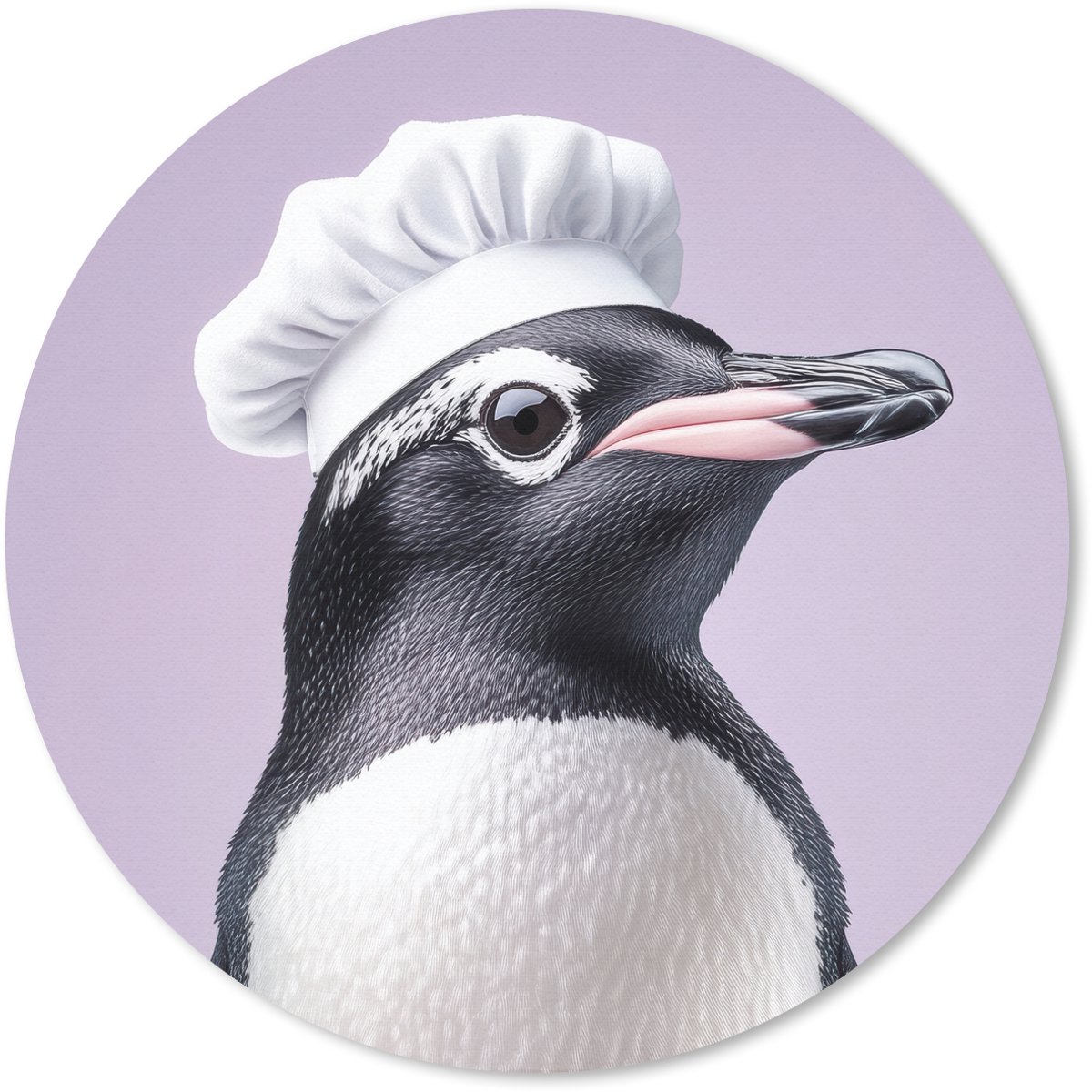 Muismat rond 20x20 cm - Mousepad Pinguïn - Koksmuts - Lief - Paars - Ronde muismatten