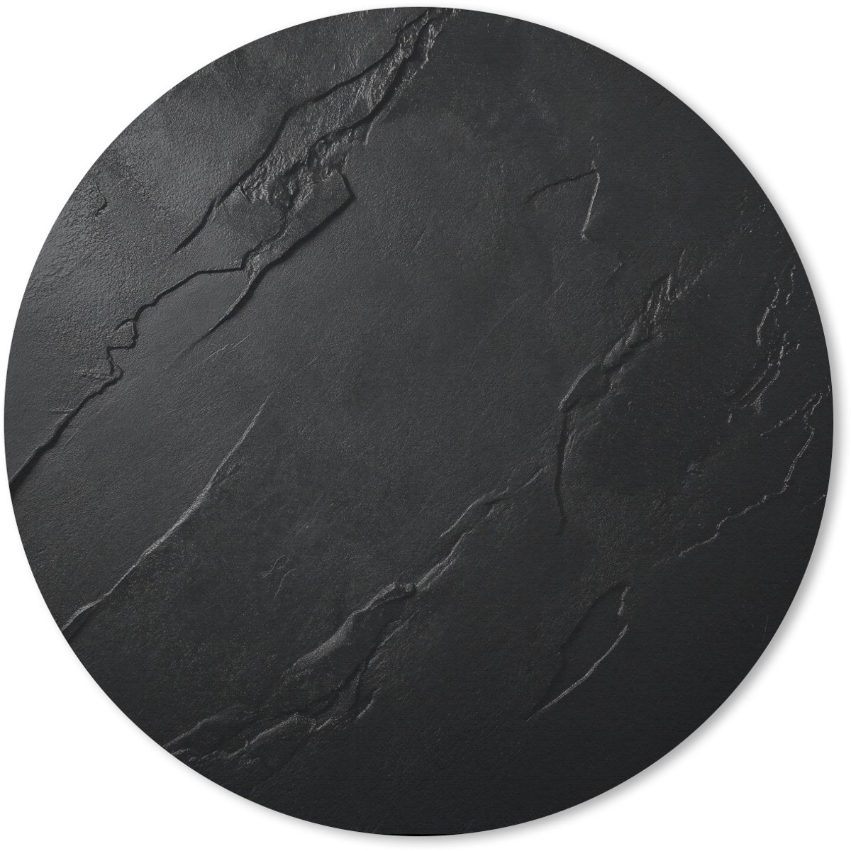 Muismat rond 20x20 cm - Mousepad Zwart - Steen - Beton print - Ronde muismatten