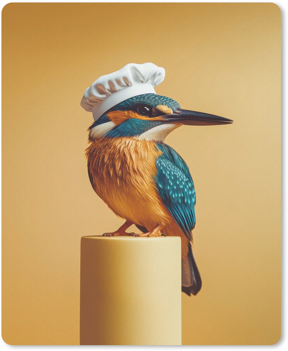 Muismat 19x23 cm - Mousepad Ijsvogel - Pilaar - Koksmuts - Vogel - Muismatten