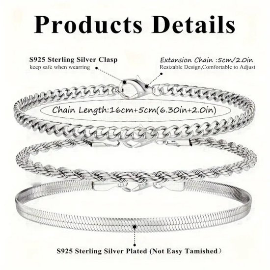 JewelryWe Sieradenmagneet therapie bal parels roestvrij staal armband link pols ketting zilver dames, 20.5 centimeters, koolstofvezel, zonder steen