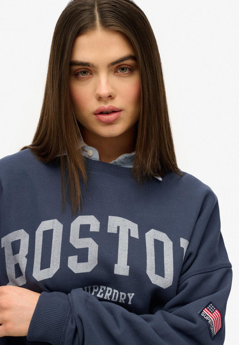 Superdry Athletic Essentials oversized sweatshirt met ronde hals Dames Truien Marineblauw