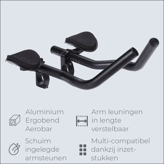 BBB Cycling Opzetstuur Racefiets - Verstelbaar Ligstuur Aluminium - Opzetstuur met Armsteun - Tijdritstuur - Triathlon Stuur - Compatibel met 25.4 of 31.8mm Fietsstuur - AeroBase BHB-52 van BBB Cycling — afbeelding 2