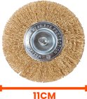 Gouden stalen onkruidborstel met een diameter van 11 cm.