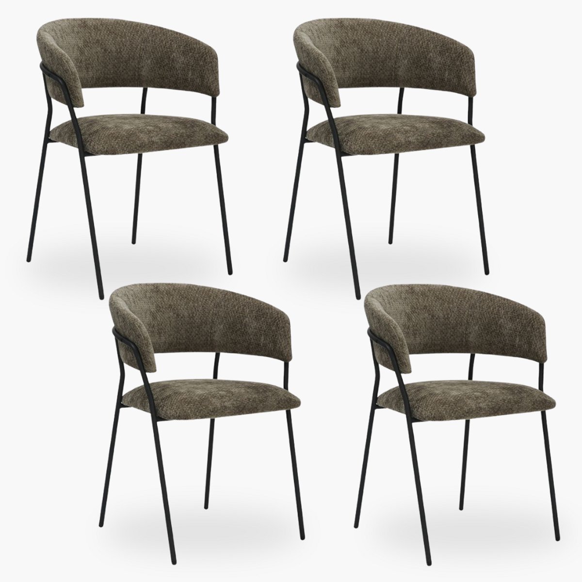 4x Eetkamerstoel Mace - Forest Velvet - Set van 4 - Forest - Met Armleuning