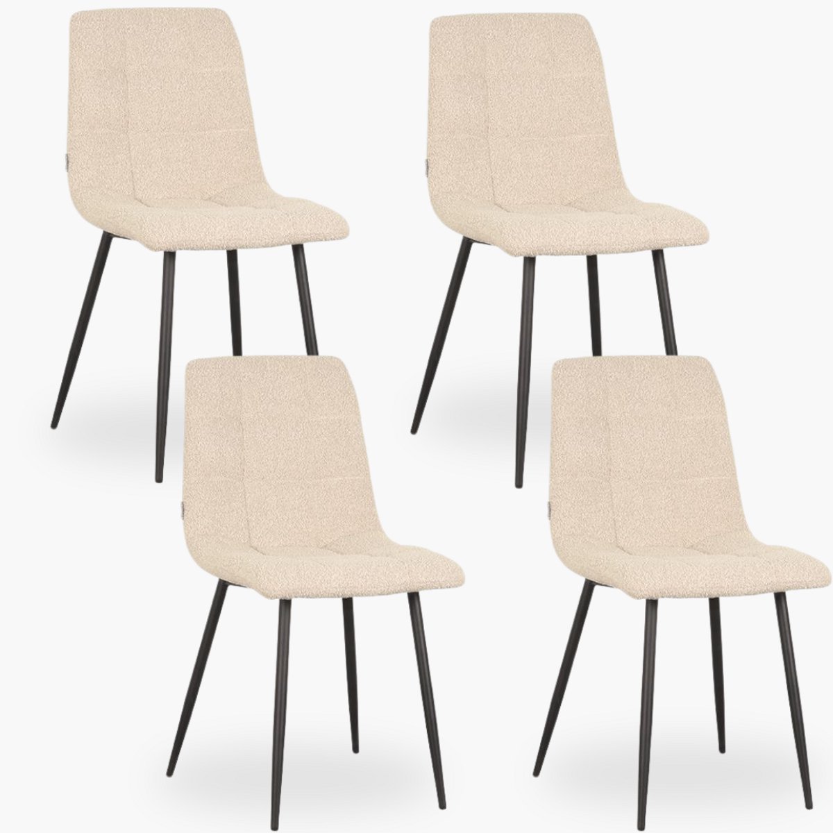 4x Eetkamerstoel Lune - Zand Boucle - Set van 4 - Creme