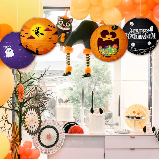LUQ - Spook - Halloween - Lampion - Met Lichtje - Lampionstokje - Treklampion - Papier - Sint Maarten - Kind - 1 Stuk — afbeelding 3