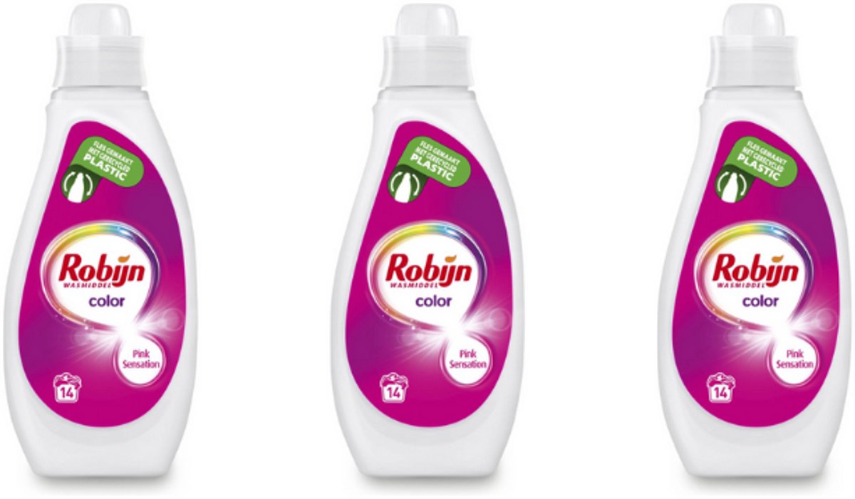 Goedkoopste Robijn Vloeibaar Wasmiddel - Color 3 x 14 wasbeurten 3 x 700ML - Voordeelverpakking 3 stuks