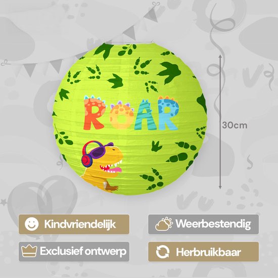 LUQ - Dino - Lampion - Sint Maarten - Lampionstokje - Zonder - Lichtje - Treklampion - Papier - Kind - Groen - Versiering - 1 Stuk van LUQ — afbeelding 2