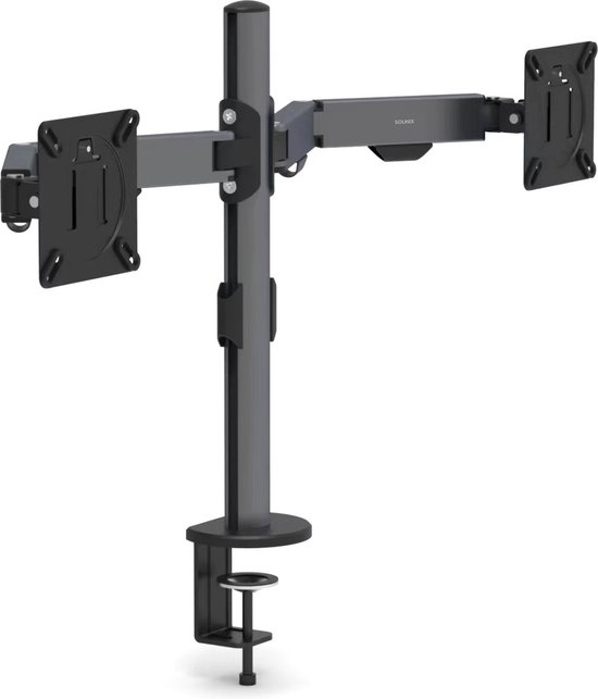 Sounix Dubbele Monitor arm – Bureau standaard - Voor 2 Scherm - Monitor beugel voor 13 t/m 32 Inch - Zwart