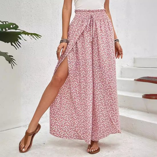 Tronjori Damesbroek met hoge taille, wijde pijpen, lange palazzo-broek, reguliere maat, Donkerblauw, XS Kort