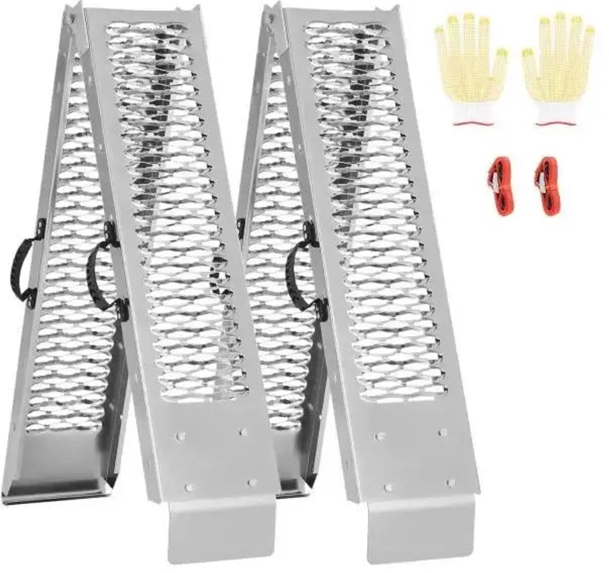 Oprijplaten - Oprijblokken - Oprijplaat - 183x23 cm - Stalen Oprijrampen 1000 lbs - Brede Oprijplaat met Handvatten voor ATV, UTV en Motor - Set van 2