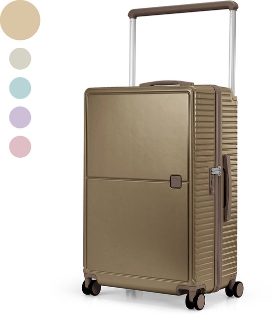 Skycases City Walker - Grote Reiskoffer 94L - Lichtgewicht & Sterk - 360° Spinner Wielen - Origineel TSA-slot - Inclusief Beschermhoes & Wetpouch - 76 x 52 x 29 cm - Champagne