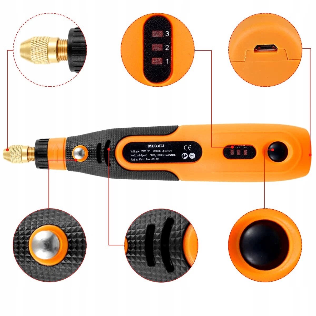 Elektrische slijpmachine-46-Delig Mini Multitool Set - USB Oplaadbaar - Voor Klussen & Hobby - Compleet Gereedschapspakket – foto 3