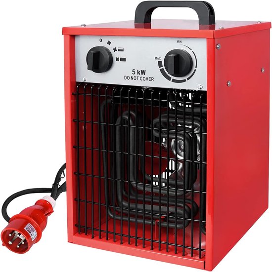 Aufun 5KW ventilatorkachel, professionele industriële elektrische kachel kachel met 3 verwarmingsniveaus MK02-50H, overbelastingsbeveiliging, ideaal voor binnen en buiten gebruik