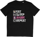 T Shirt Dames en Heren - Grappige Anime Print Tekst - Biologisch Katoen - Zwart - 2XL