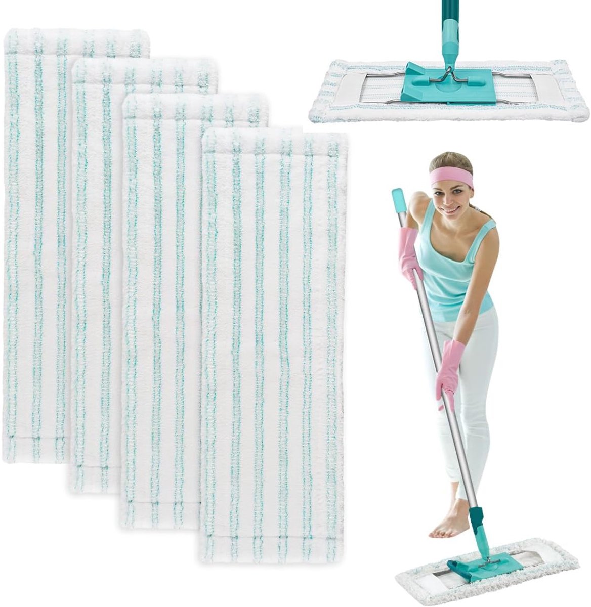 Goedkoopste 4stkus - Mop reinigingsdoeken - Dweilsysteem Navulling Reinigingsdoekjes - Vervanging Dweildoeken - alle vloeren - Microvezel - Wasbare Reinigingsdoek Vullingen - Accessoires - herbruikbaar - Dweilsysteem