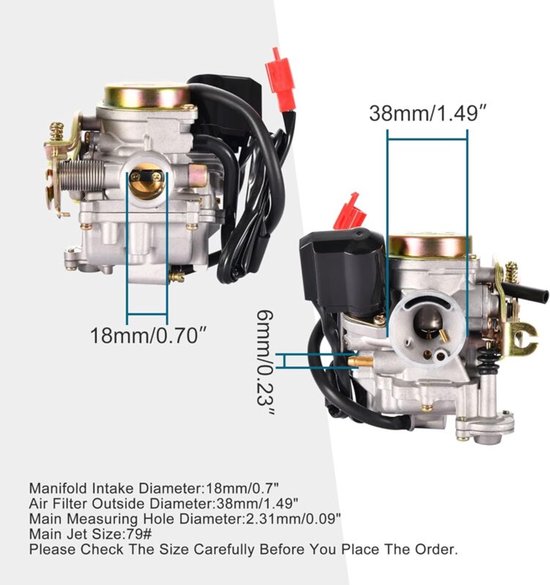 Geschikt voor 18mm PD18J PD18 Carburateur 4-takt Vervanging voor Scooter Carb GY6 50cc 60cc 80cc 139QMB 139QMA van Merkloos	 — afbeelding 2