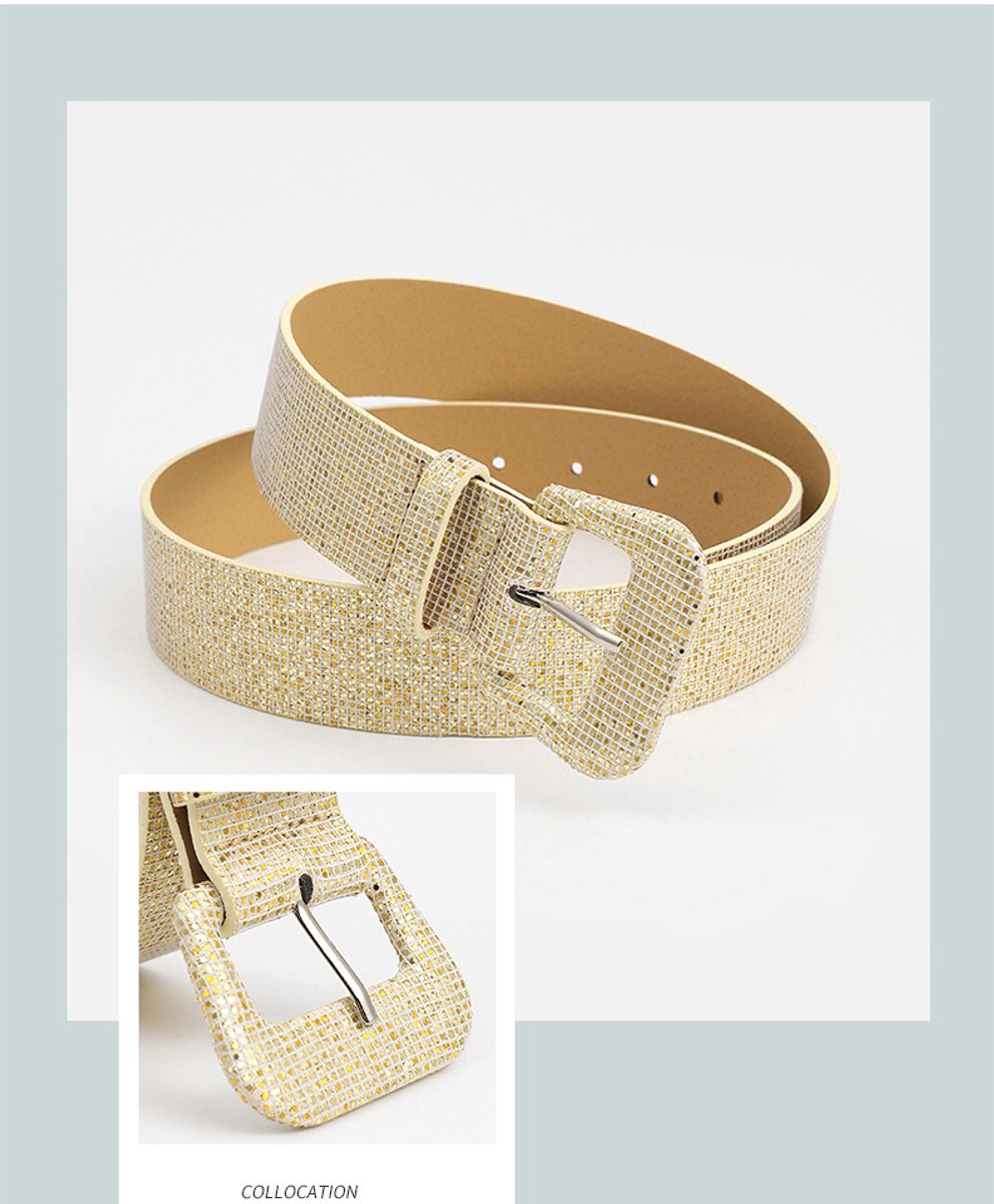 Mode Vrouwen Glitter Goud Lederen Riem Vrouwelijke Zilveren Taille Riem Hoge Kwaliteit Buikband Ceinture Femme kopen vanaf een prijs van 21
