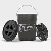 Cleandetail Autowas Emmer met Grit Guard en Schroefdeksel 20 Liter - Voor Auto & Motor - Emmer voor Autowassen - Auto Wasemmer Set - Detailing Bucket Set - Washbucket - Vuilrooster - Deksel
