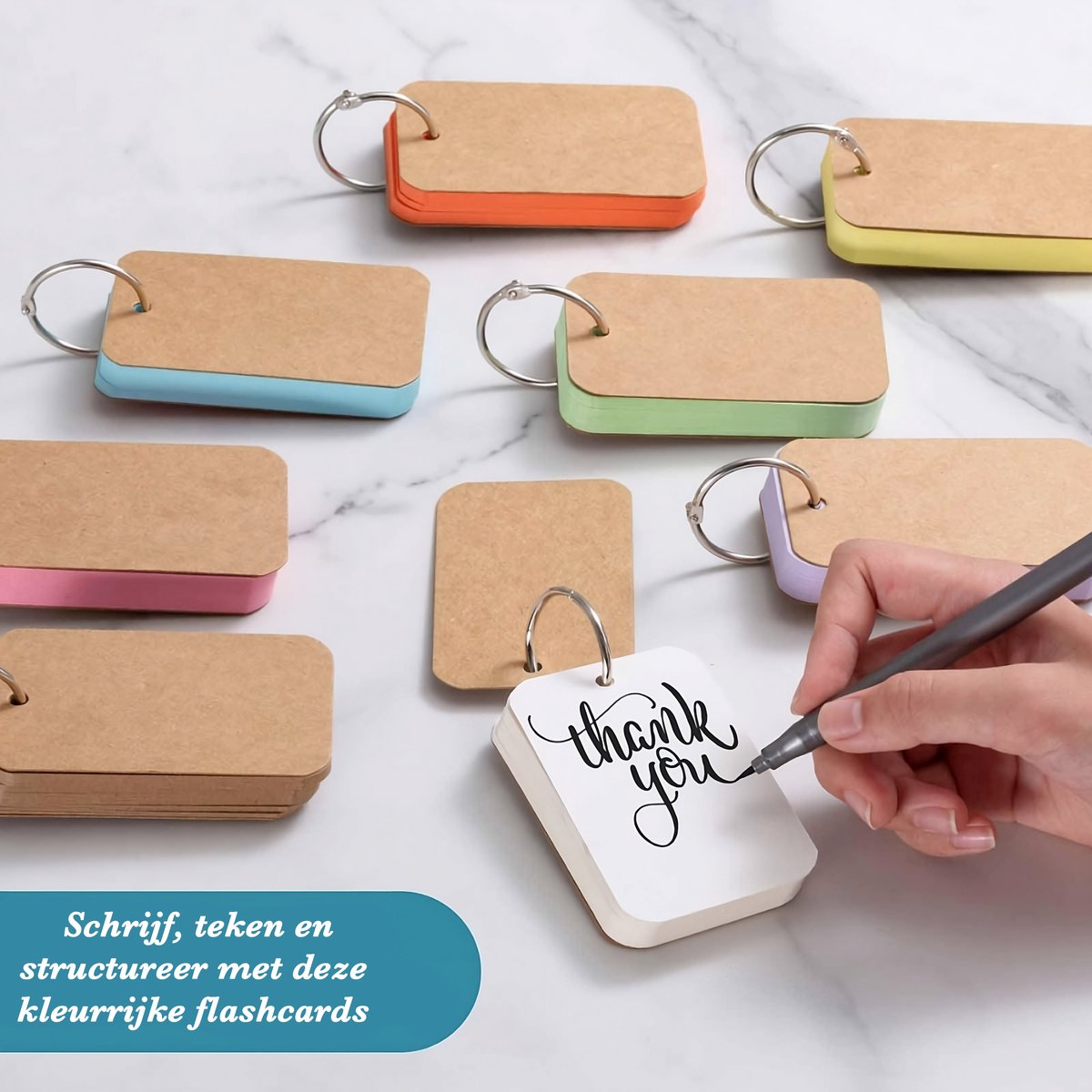 300 Stuks Blanco Kraft Kaarten Flashcards - Multikleur Systeemkaarten met Ringen - Karton Flitskaarten - Mini Kraftpapier Cadeaulabels/ Bedankt Kaartjes - Lege Wenskaarten\Naamkaartjes - Flash cards met Ring - Kleine Verjaardagskaart — cadeau in Mode & Accessoires - foto 4