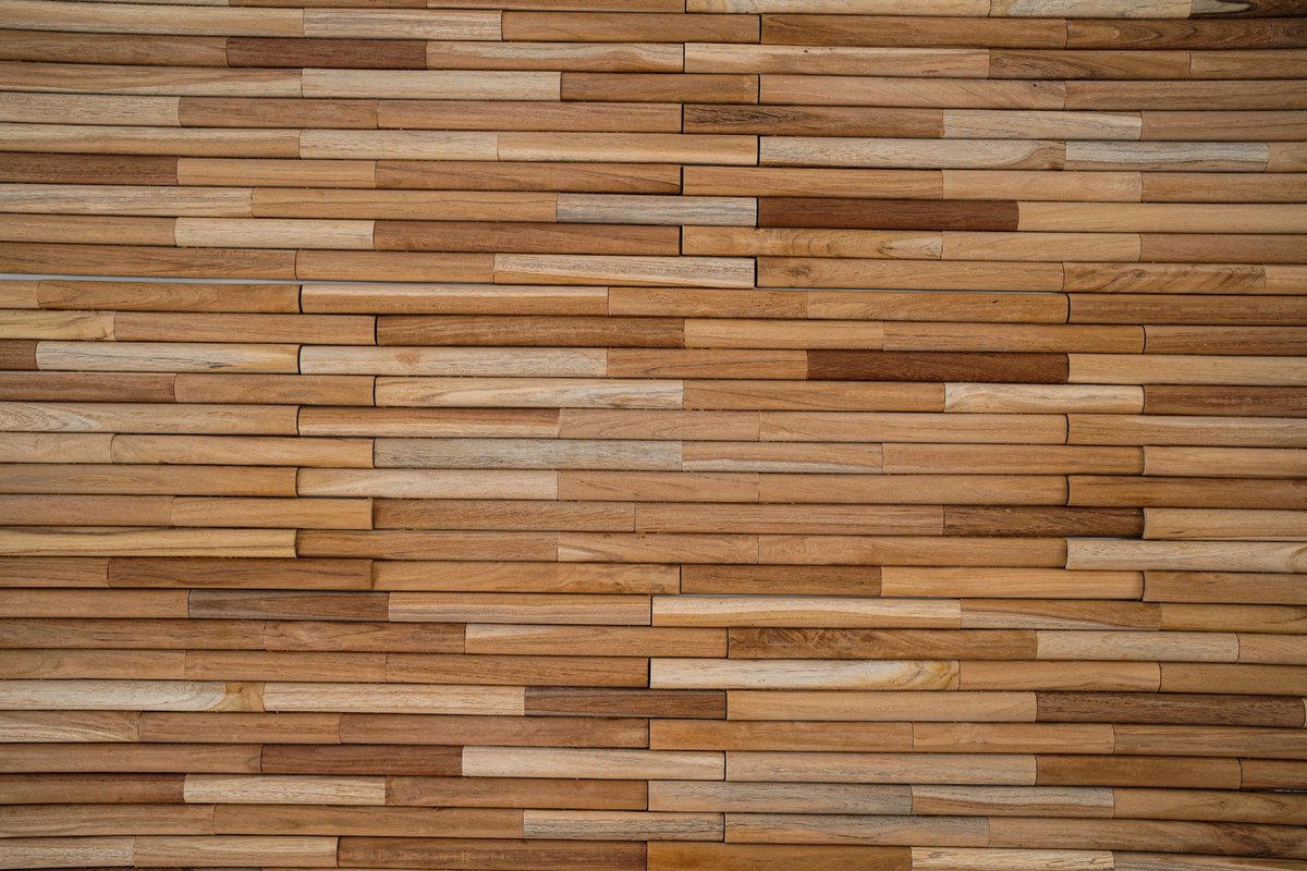 Teakea - Teak Plakhout Bamboo Stijl 50x20x2 cm - 3D Hout Wandpaneel van Massief Teakhout