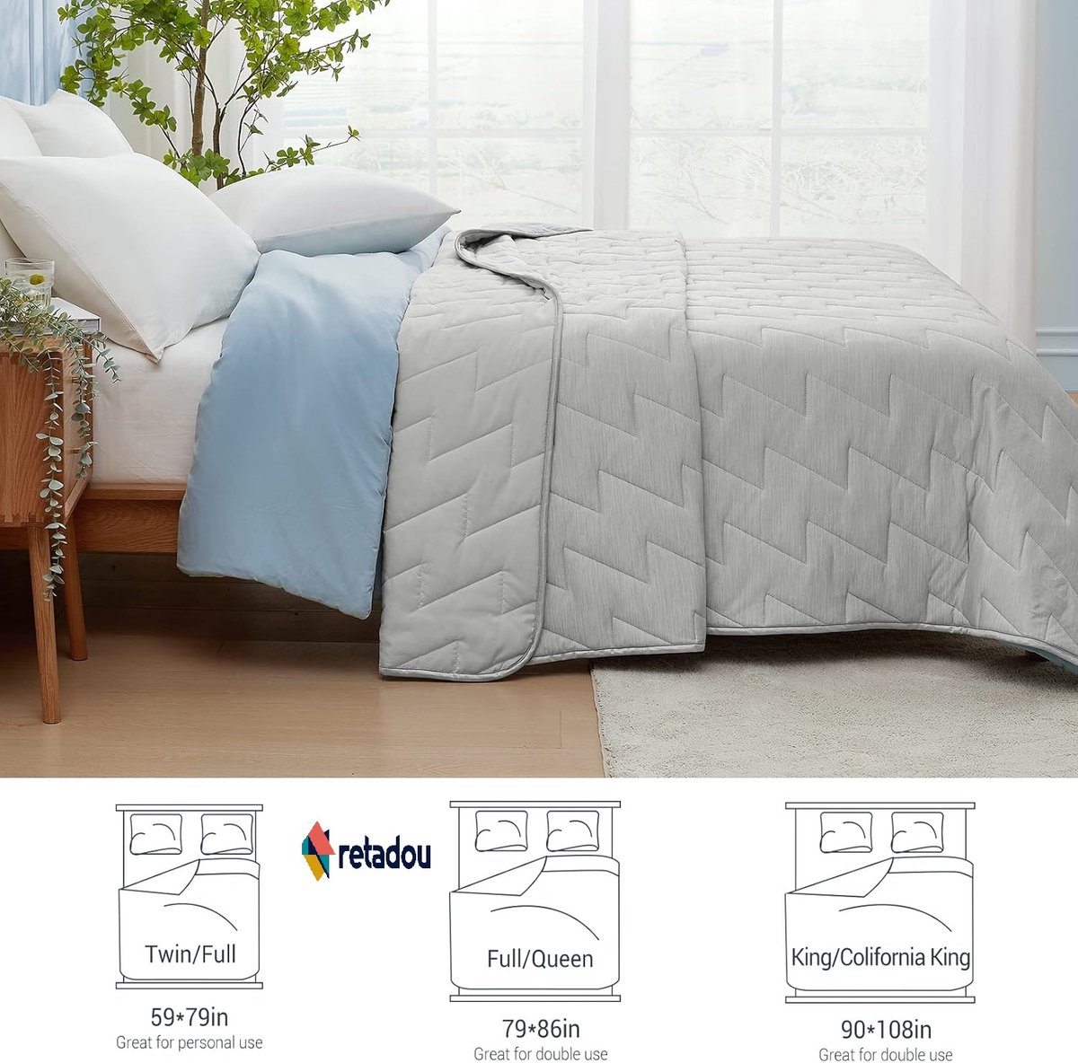 Qucover Cool zomerdekbed dubbel, lichtgewicht verkoelend
