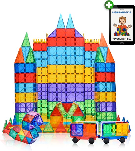 Soludo Magnetic Tiles 100 delig - Magna Tiles - Magnetische Tegels - Magnetisch Speelgoed - Montessori Speelgoed - Inclusief Inspiratiegids