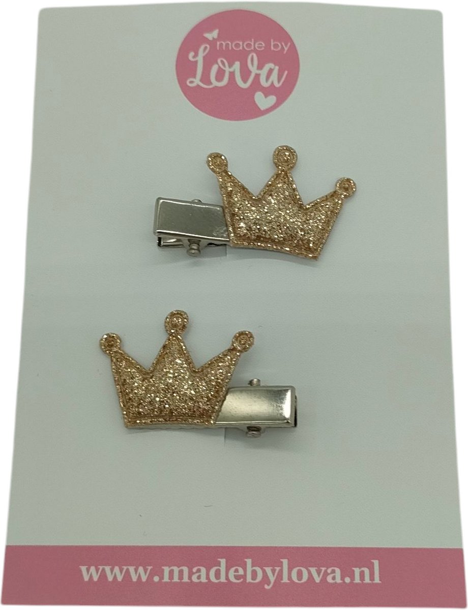 Haarspeldjes - goud - oranje - koningsdag - glitter - meisjes - kroontjes