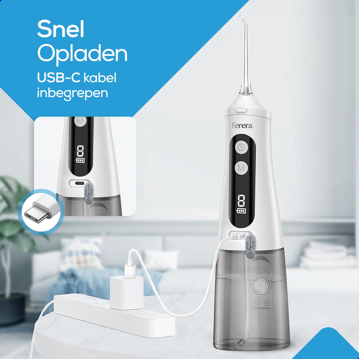 Ferera Waterflosser - 10 Opzetstukken, 9 Standen thumbnail 5