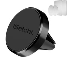 iSetchi Telefoonhouder Auto - Magnetisch - Metaal & Stevig - Zwart - GSM Mobiel Houder - Autohouder - Universeel - Telefoonhouders Auto Ventilatie