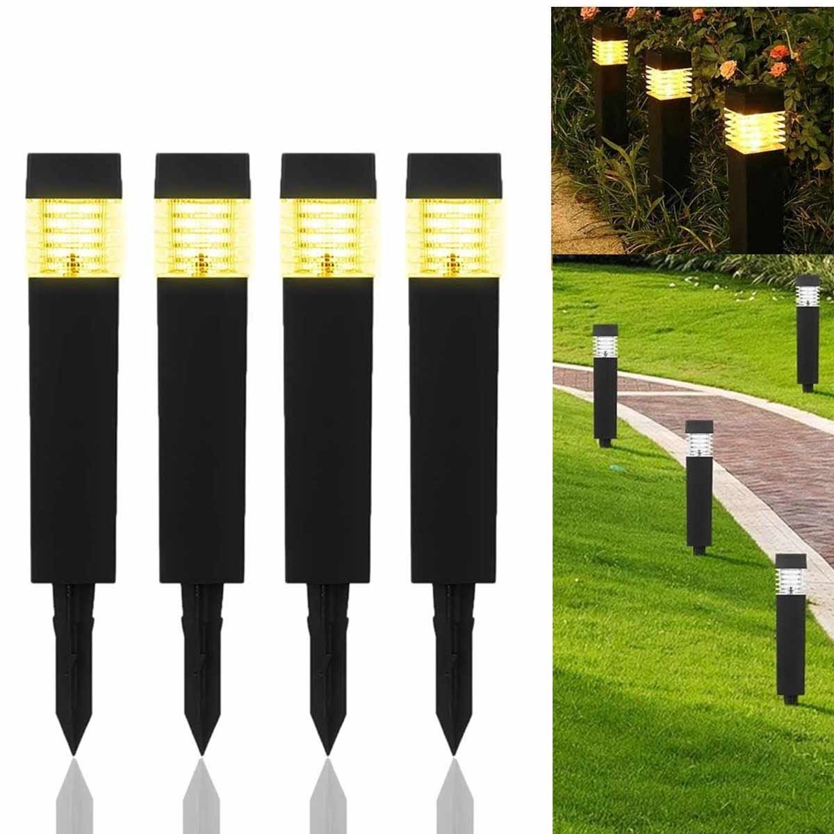 CNL Sight Solar tuinverlichting-grondverlichting(4 stuks)- Tuinverlichting Op Zonne Energie-grondspots-warm wit -RVS Grond Spots op Zonne-energie-8 Uur Buiten Verlichting - Waterdicht - IP65 Waterdicht - Decoratieve Grondverlichting Voor Tuin Oprit