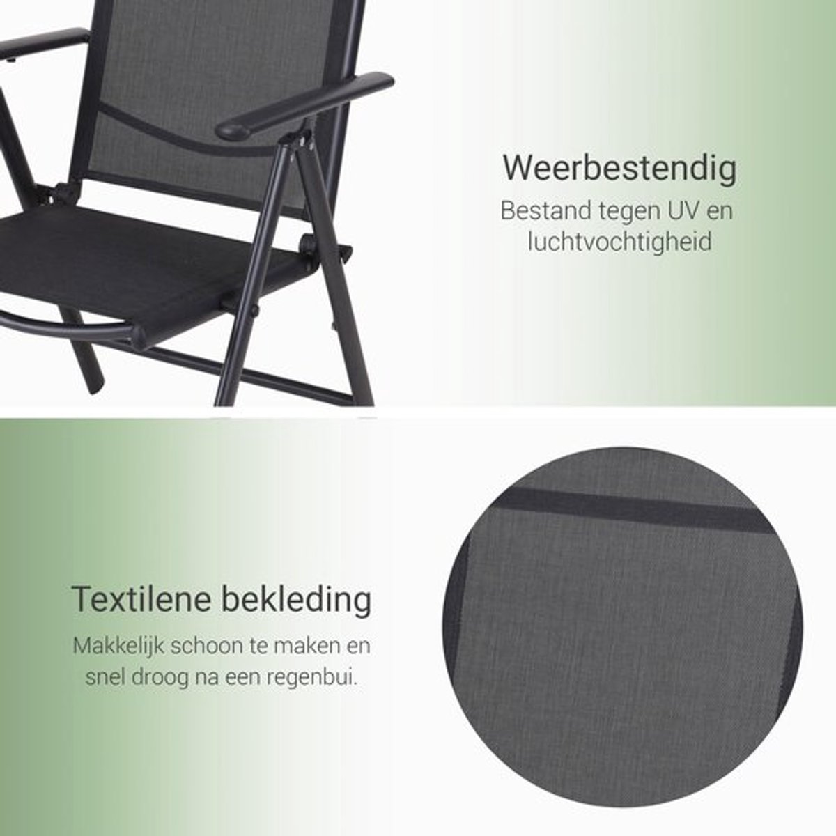 Tuinstoel 7 standen, inklapbaar, Aluminium frame, Textileen zitting en rugleuning – foto 6